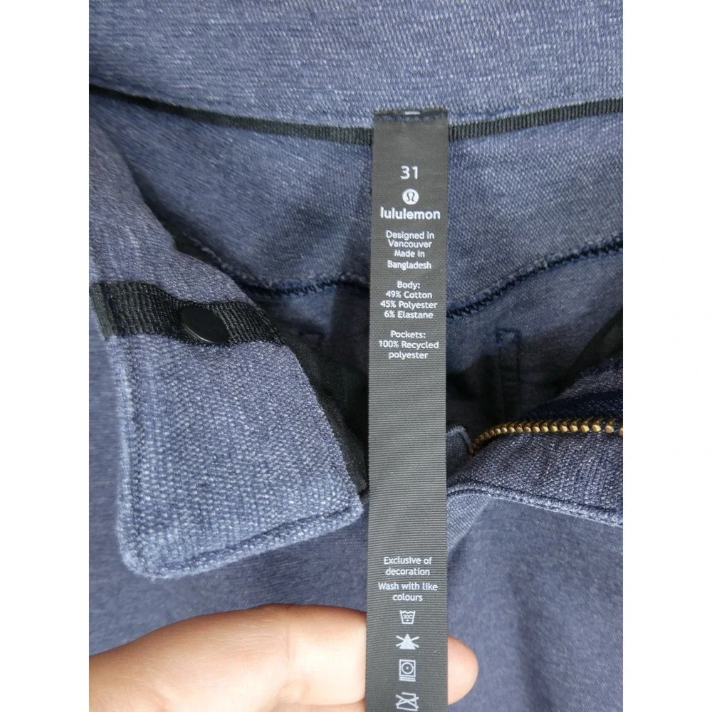 Lululemon ABC Pants‎ 31 Navy Blue Stretch Cotton Blend Slim Fit Casual Commuter